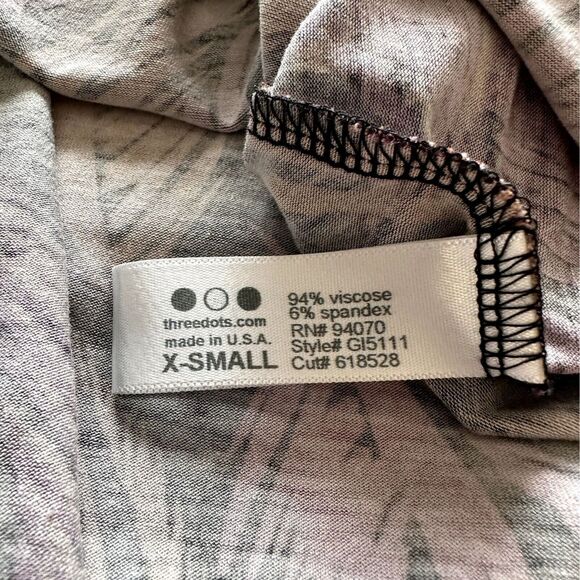 Three Dots Knit Dress Feather Print Purple Brown XS bv - Picture 8 of 9